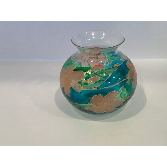 RCR Royal Crystal Rock Vase 24% Pbo Crystal Bowl Vase Hand Painted Flowers - Picture 4 of 8